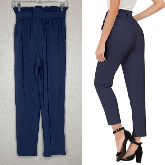 Grace Karin Women's Cropped Paper Bag Waist Pants - Picture 6 of 12